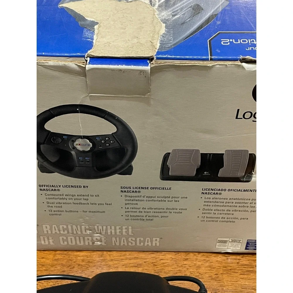 Logitech NASCAR Racing Wheel and Pedals for PlayStation 2 PS2 with Box Manuals
